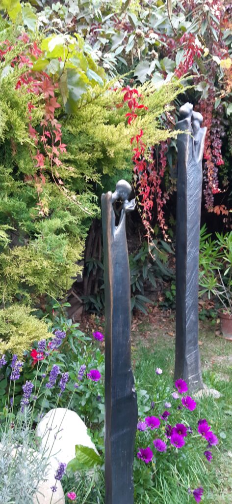 bronz sculpture in garden, exterior